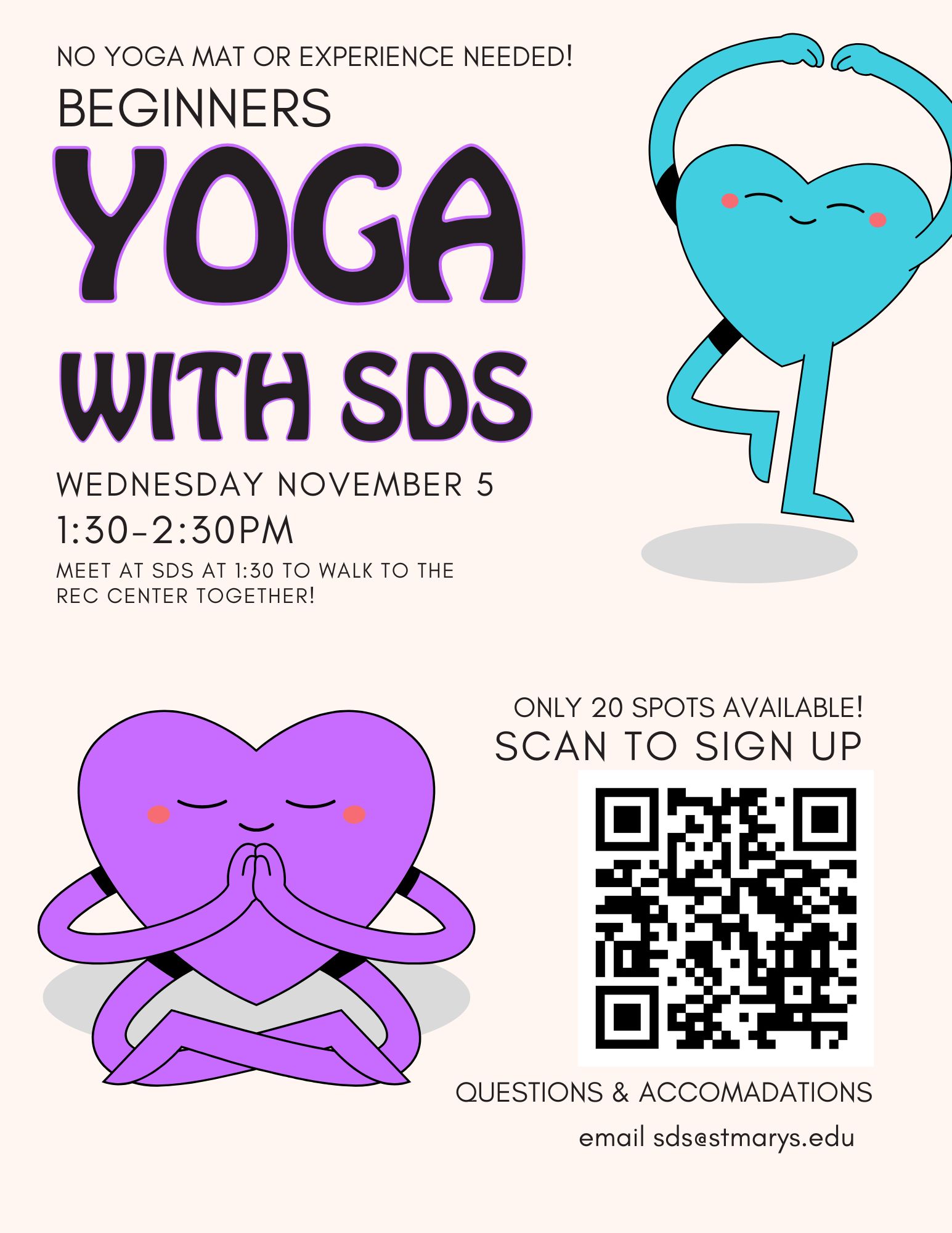 Yoga at SDS 11/5 1:30-2:30