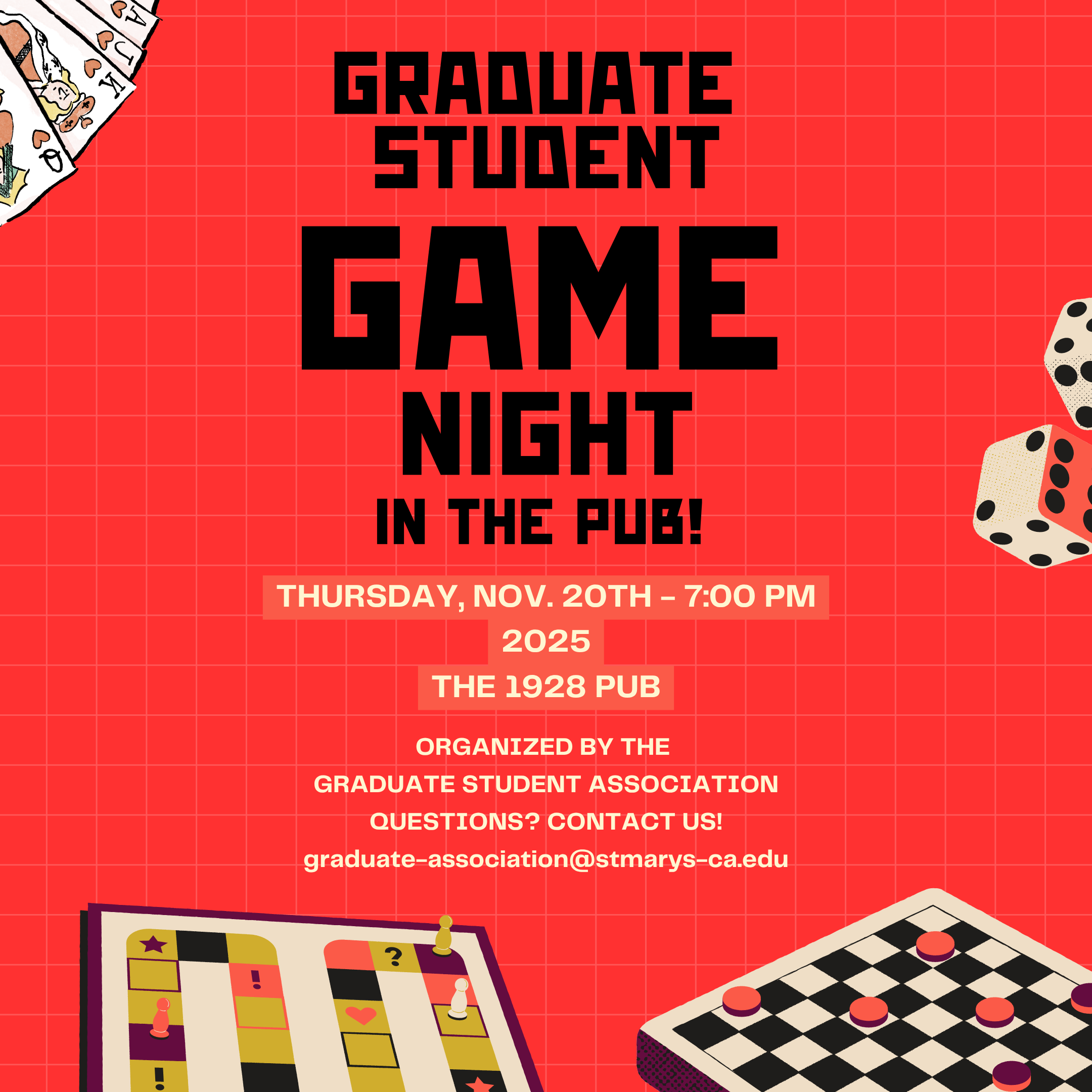 Graduate Student Association Game Night Flyer