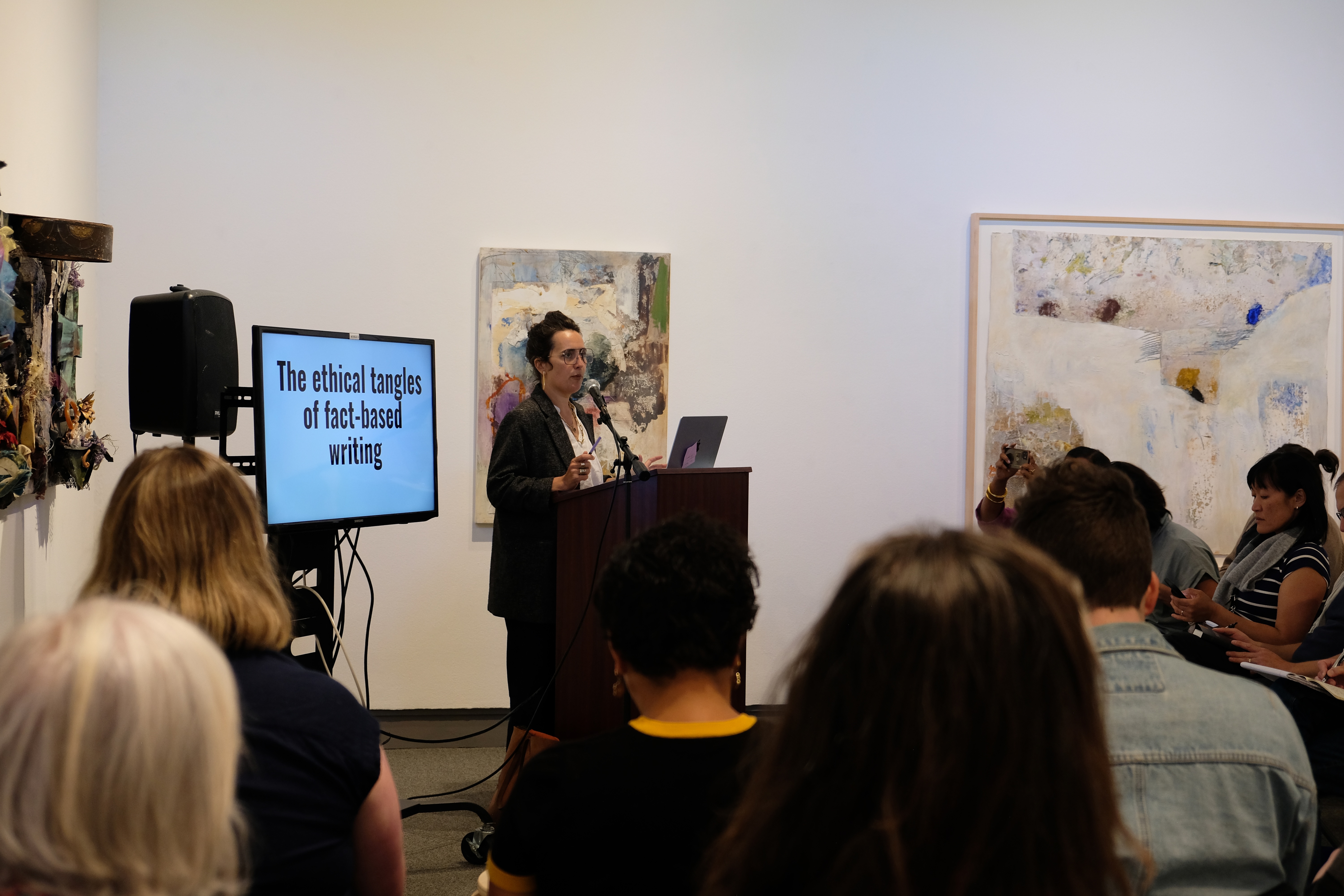 Lauren Markham delivering a craft talk.