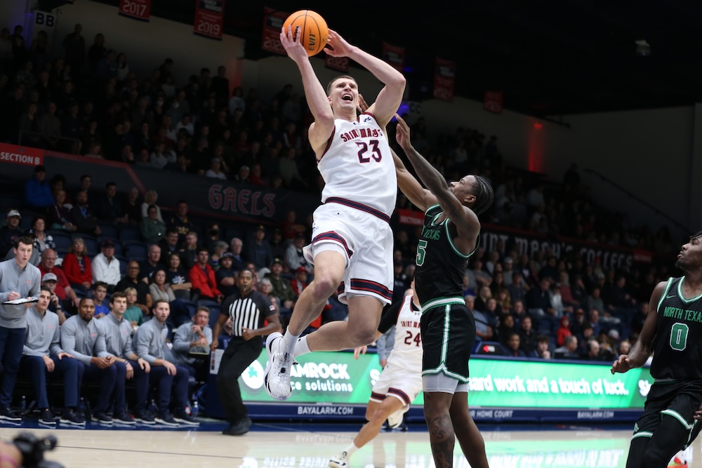 Men's Basketball Player Paulius Murauskas shoots against North Texas in November 2025