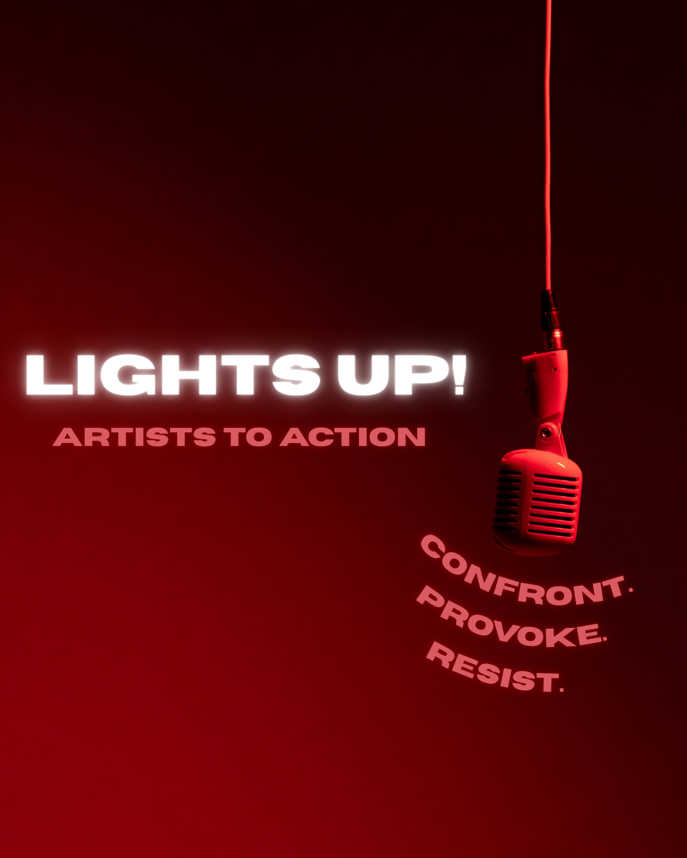 microphone hanging down with a deep red background.