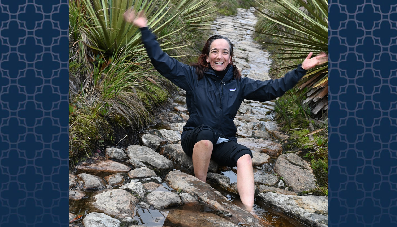 Rosana Barragan portrait in a creek in Colombia
