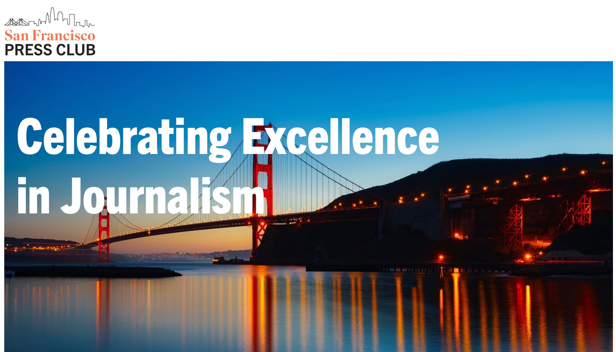 Homepage screenshot of San Francisco Press Club with Golden Gate Bridge and logo