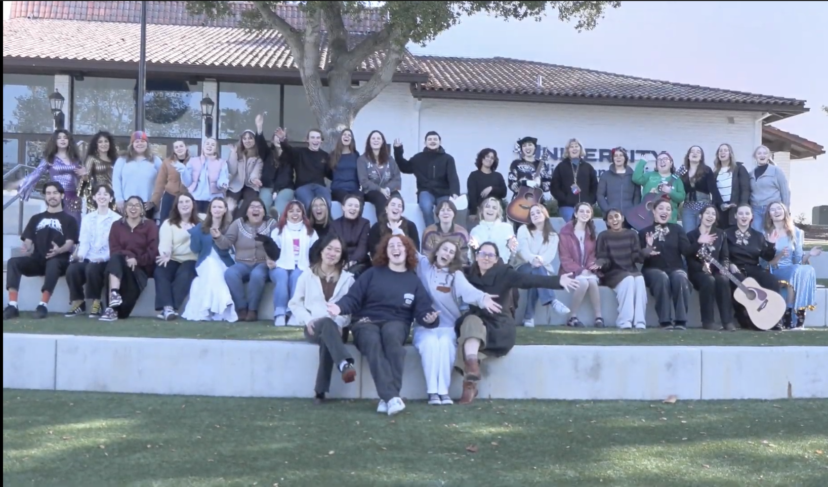 Image of a large group of students involved in Lights Up!: Artists to Action