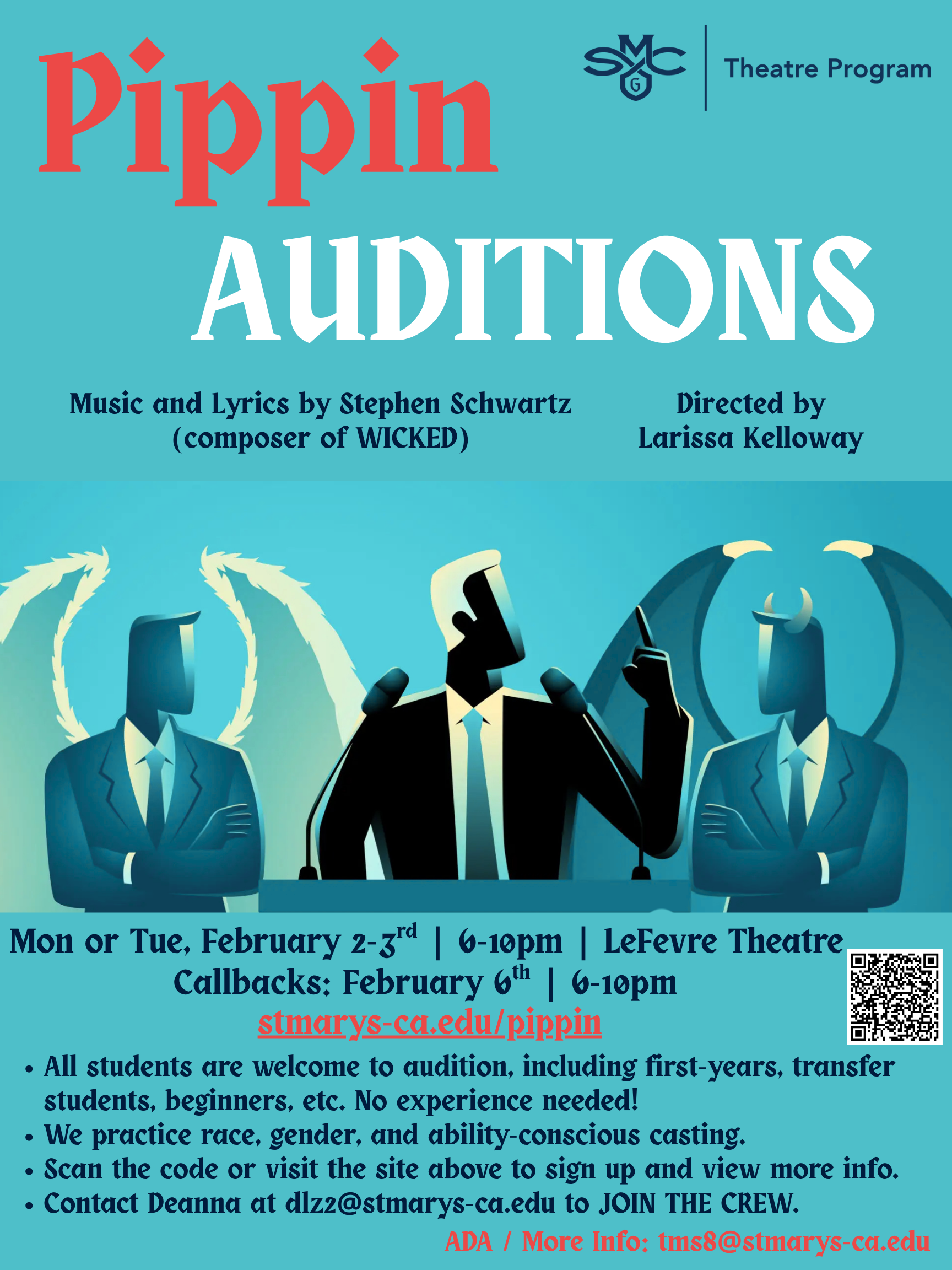 PIPPIN audition flyer with image of corporate power