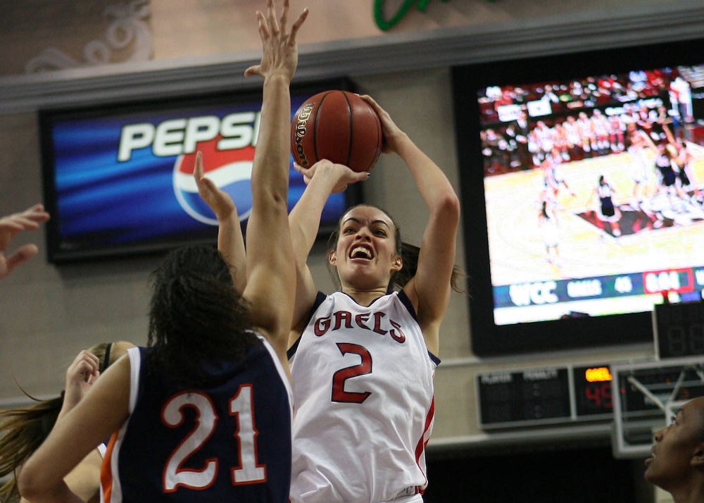 Women's Basketball player Louella Tomlinson shoots