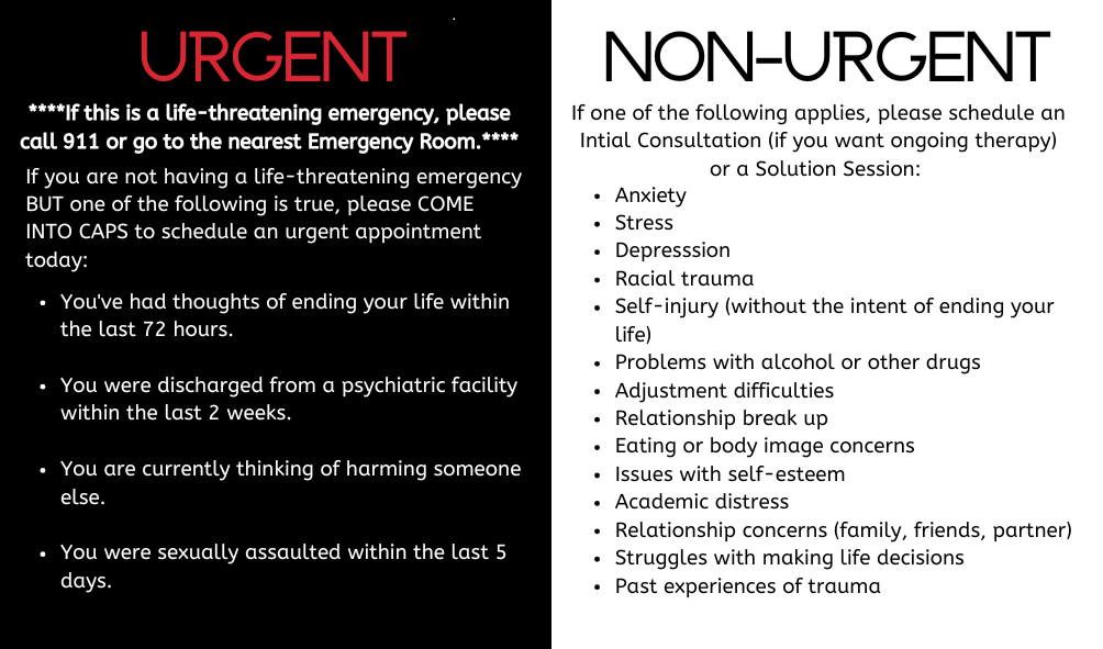 Urgent &amp; Non-Urgent Appointment Qualifications
