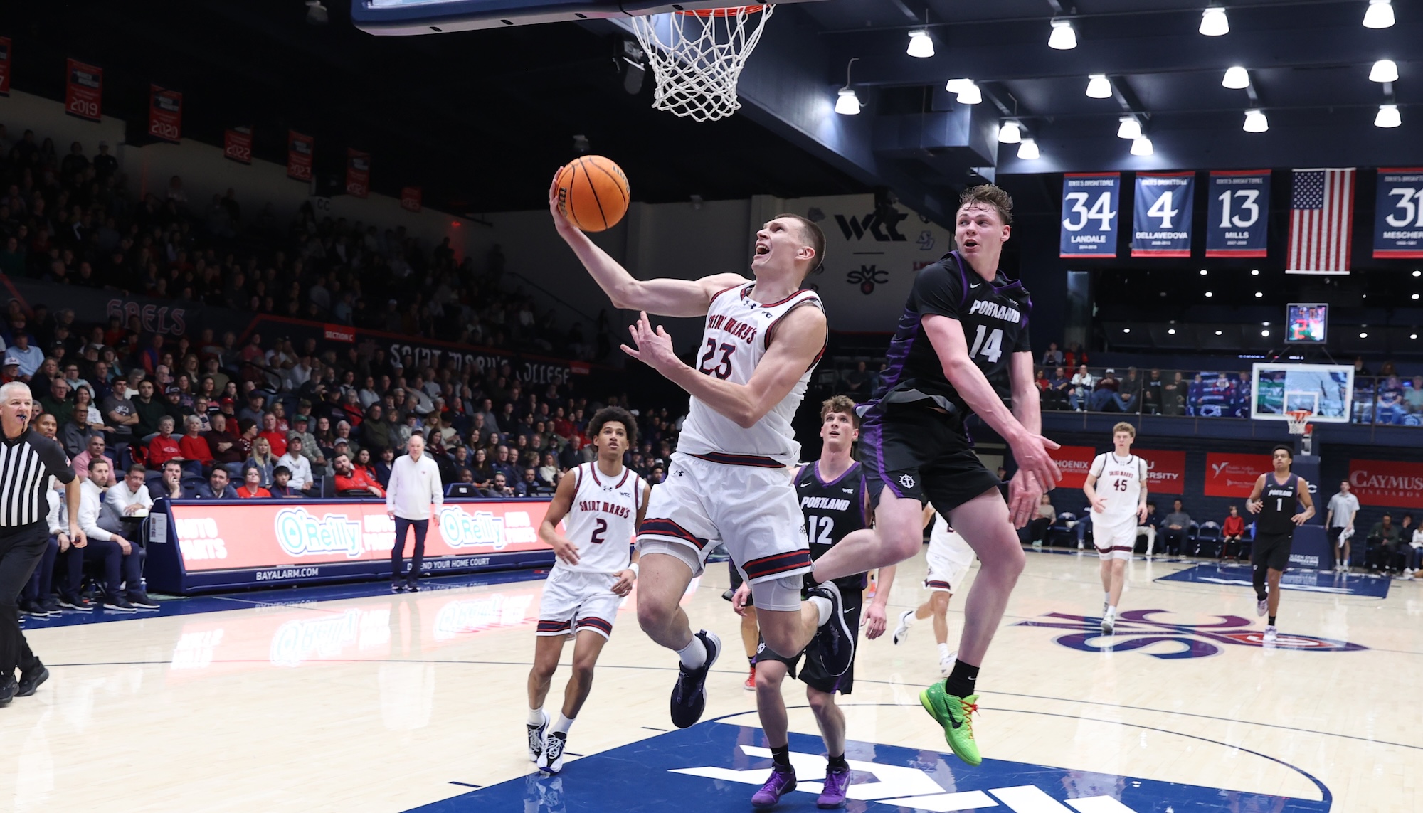 Basketball player Paulius Murauskas shoots against Portland in January 2026
