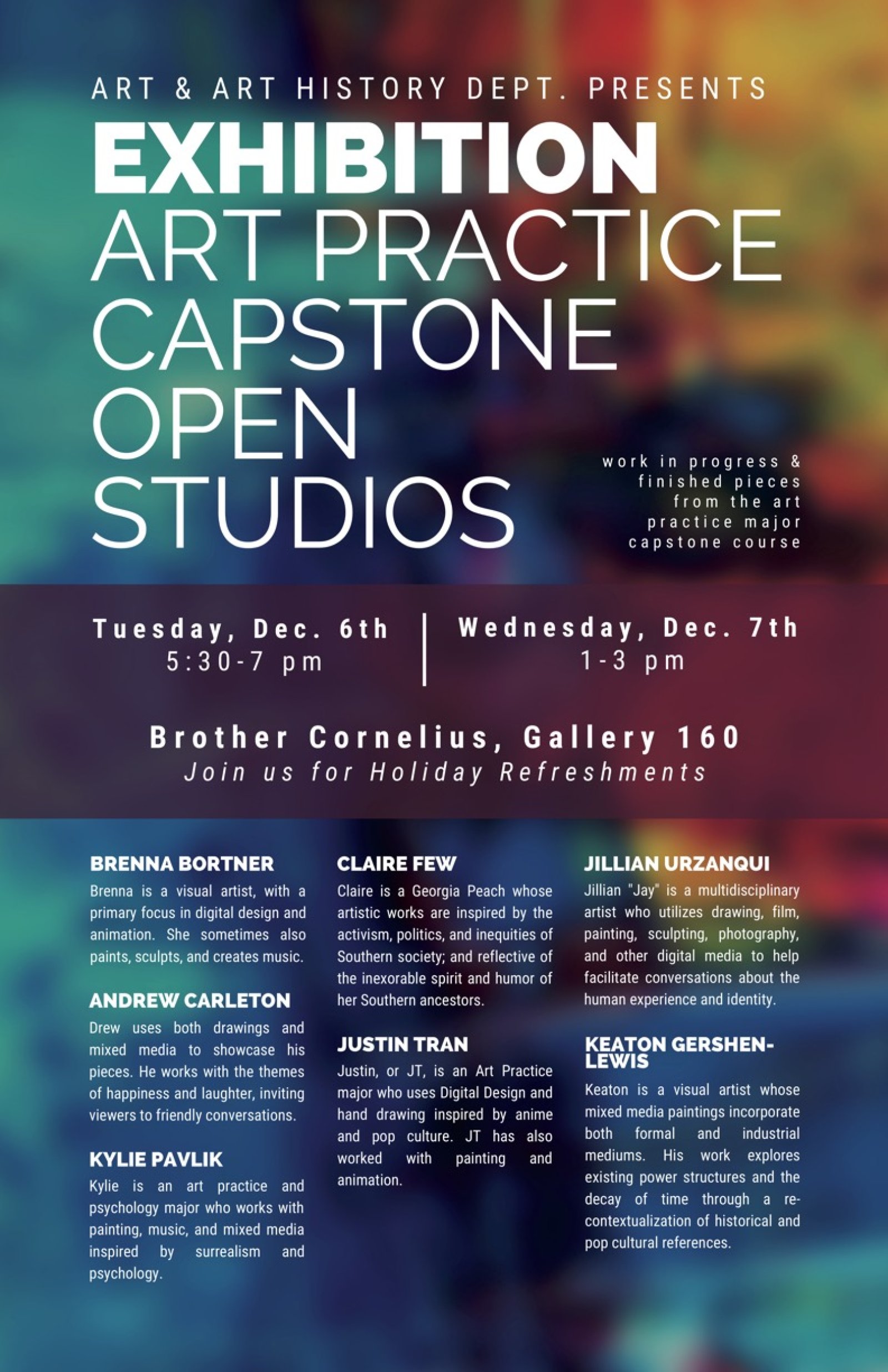Flyer for Art Practice Capstone Exhibition.