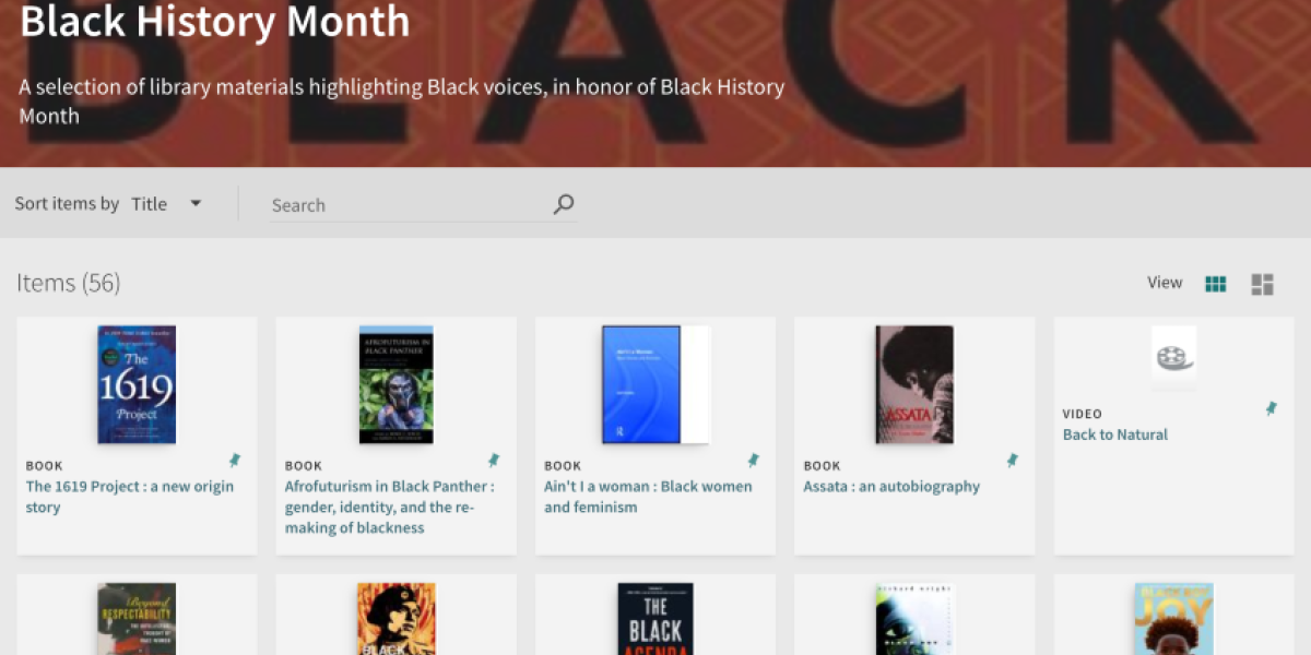 screen capture of the collection highlights page showing book covers