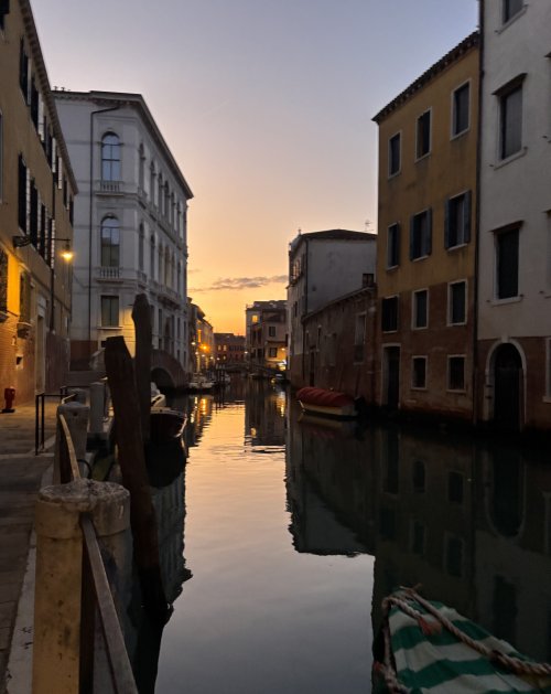Venetian canal at sunset