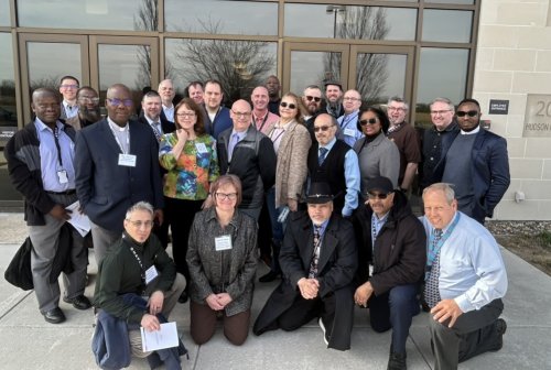 Barbara McGraw center left with the participants in her Pennsylvania Prison Religion Project workshop in March 2026.