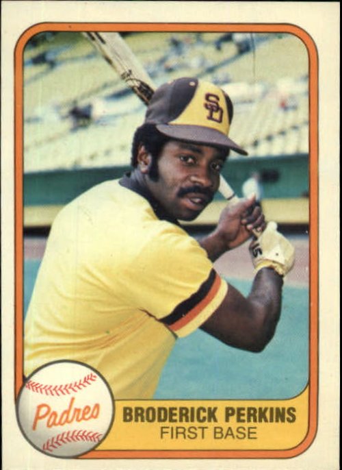 Baseball card from 1981 for Broderick Perkins, First Base, Padres