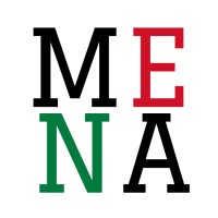 MENA Logo. Black, red, and green.