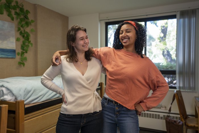 Two friends in residential hall