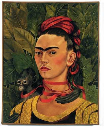 Frida Kahlo self-portrait with monkey