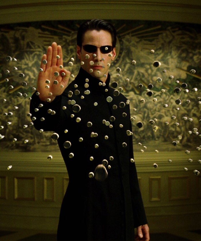 Neo stopping bullets in the Matrix