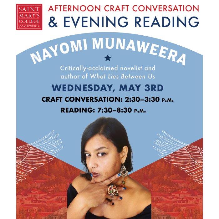 Graphic for MFA in Creative Writing events featuring Nayomi Munaweera.