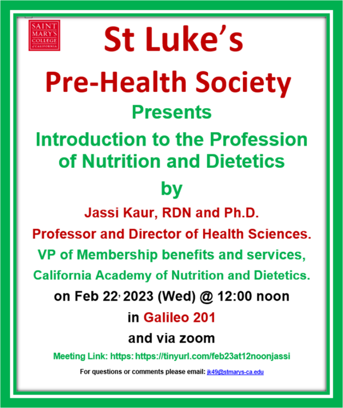 St. Luke's Pre-Health Society Flier