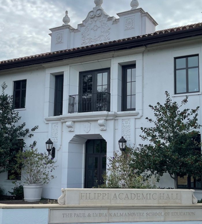 Image of the entrance to Filippi Academic Hall
