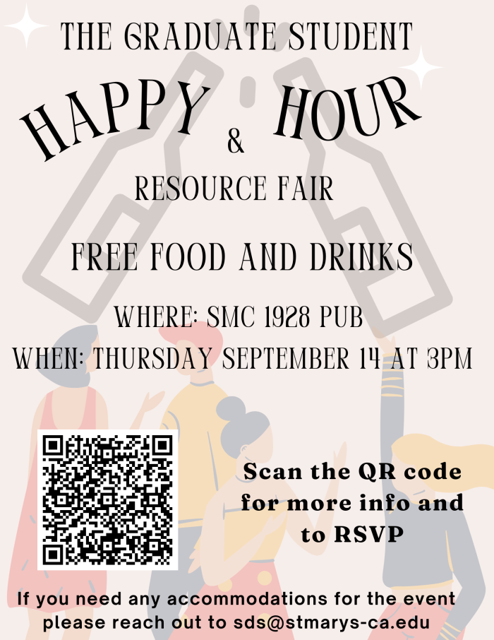 Flier that says The Graduate Student Happy Hour and Resource Fair