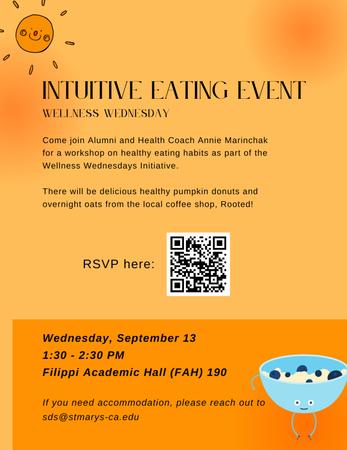 Intuitive Eating Event Flier.  Event 9/13 1:30-2:30 in FAH190