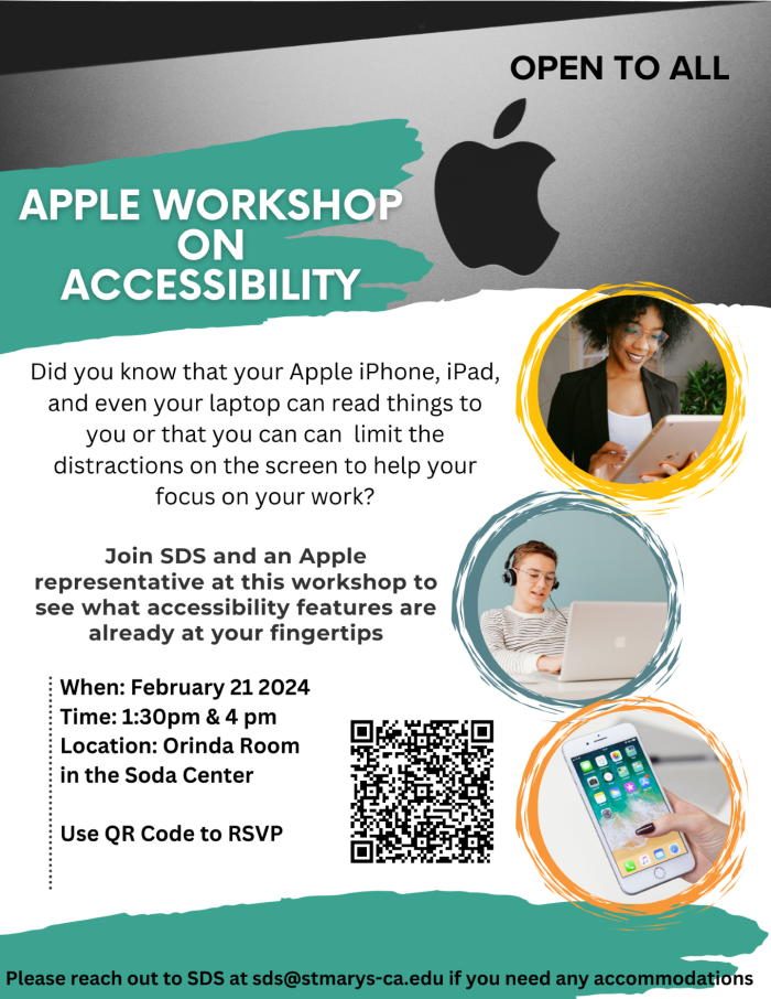 Flier that says Apple Workshop on Accessibility 