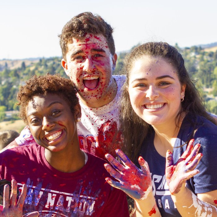 Saint Mary's accounting degree students having fun on Campus