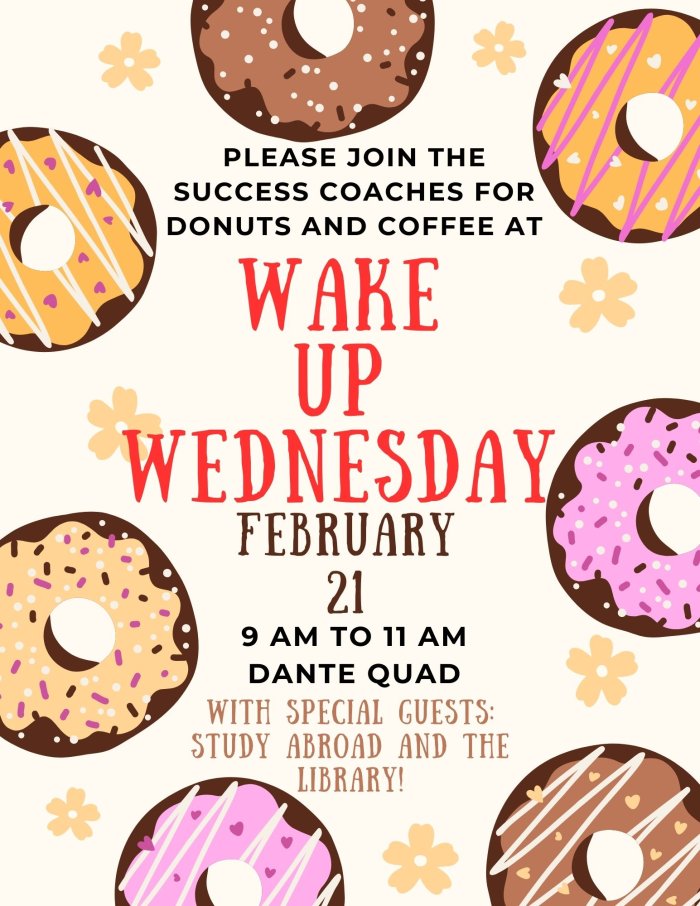 info about wake up wednesday hosted by the success coaches with free coffee and donuts 