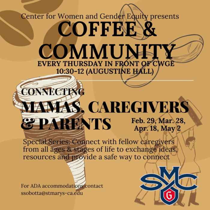 Parent and Caregivers Coffee and Community April 18th at the CWGE from 10:30-12pm