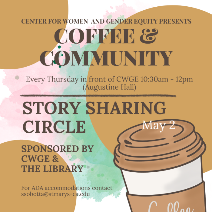 Coffee and Community: Story Sharing Circle May 2nd at CWGE 10:30am-12pm