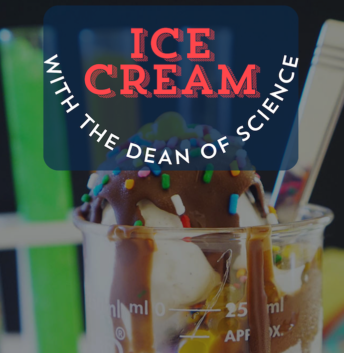 Ice cream with caramel and sprinkles in a beaker