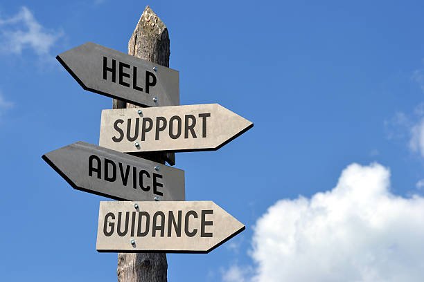 Sign that says Help, Support, Advice, Guidance