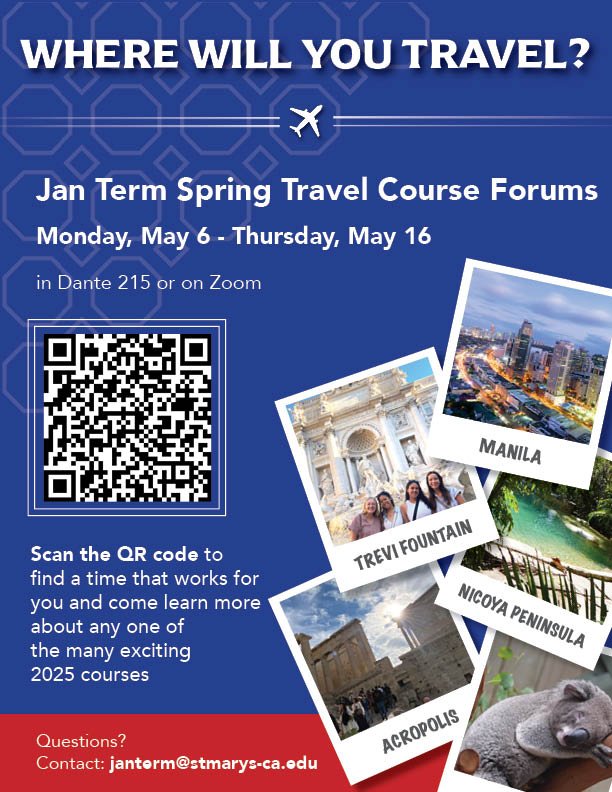 Jan Term Travel Course Forums flyer