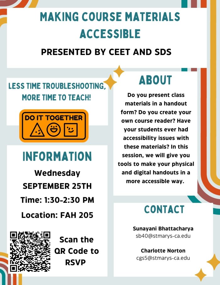 Making Course Materials Accessible Workshop 9/25 FAH205