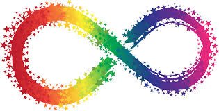 Red yellow green purple and pink infinity sign