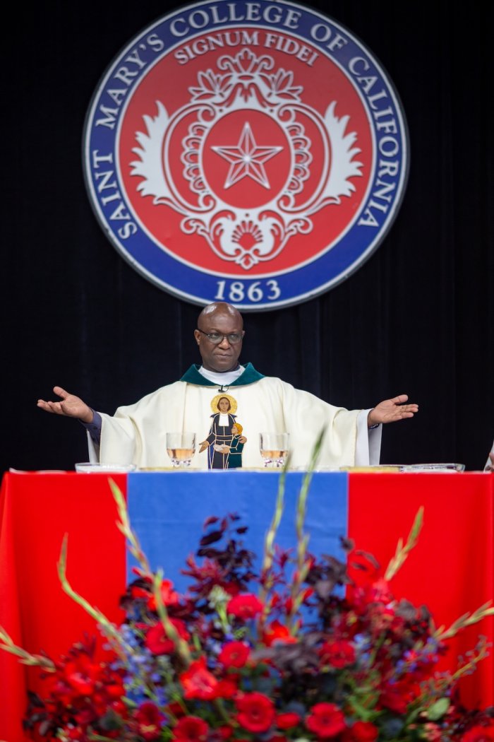SMC Chaplain Father Kwame at 2025 Commencement Liturgy