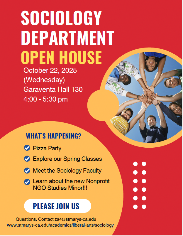 Sociology Open House, OCT 22, 4-5:30 pm, GV 130