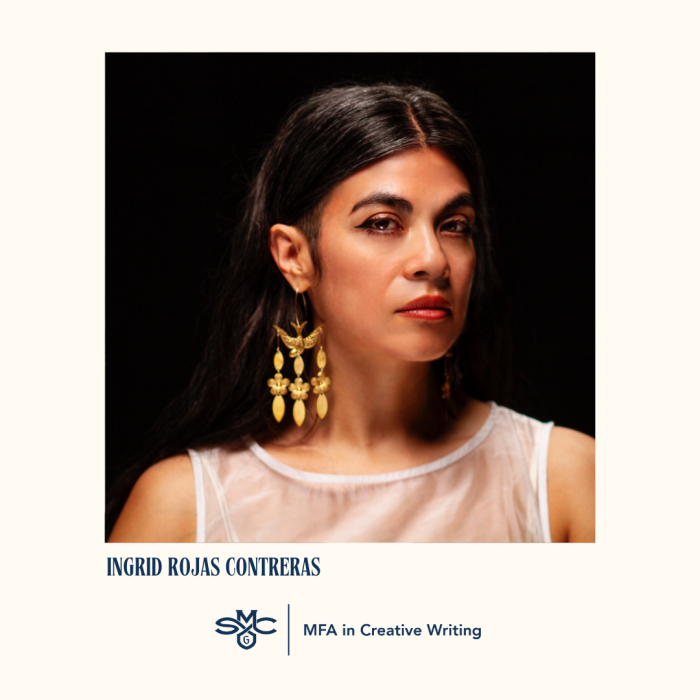 headshot of ingrid rojas contreras on black background