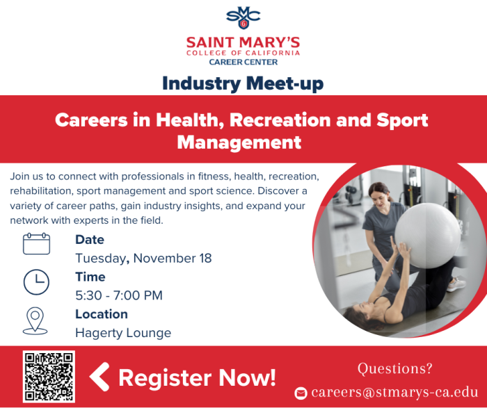 Industry Meet Up:  Careers in Health, Recreation and Sport Management
