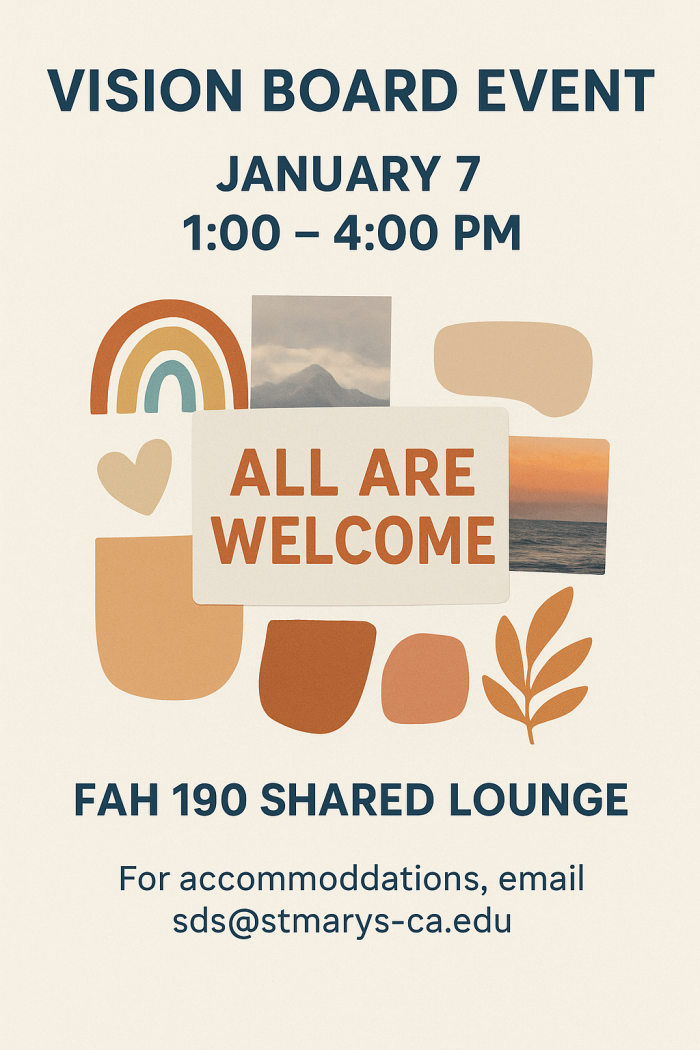 Vision Board Event on 1/7/26 1-4pm in FAH190