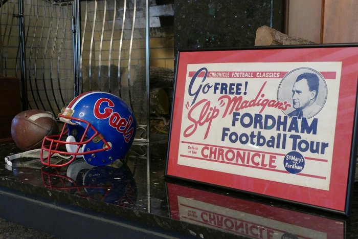 Gaels football helmet and poster from Slip Madigan era