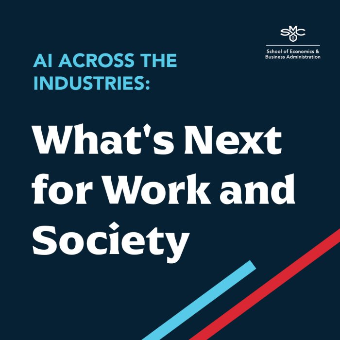 AI Across the industries, Whats next for work and society with Saint Mary's College of California logo