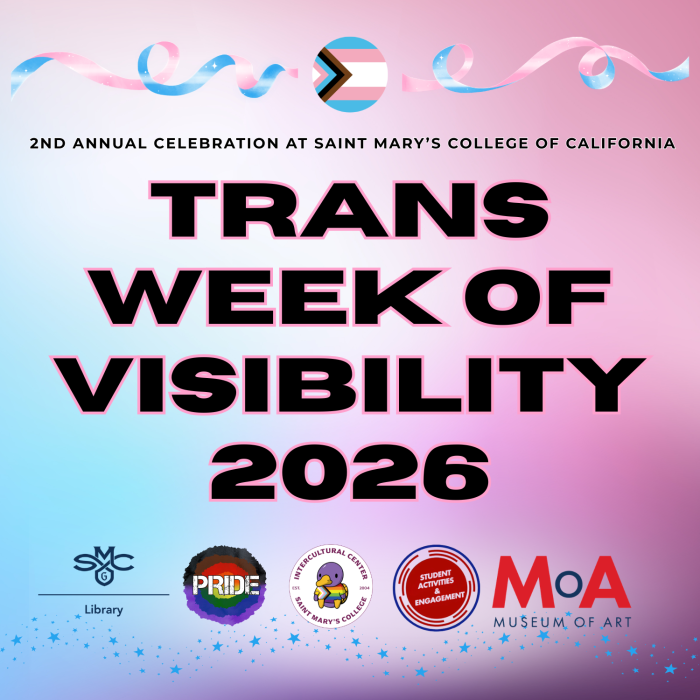 Pinka dn blue gradient background with trans flag color ribbons