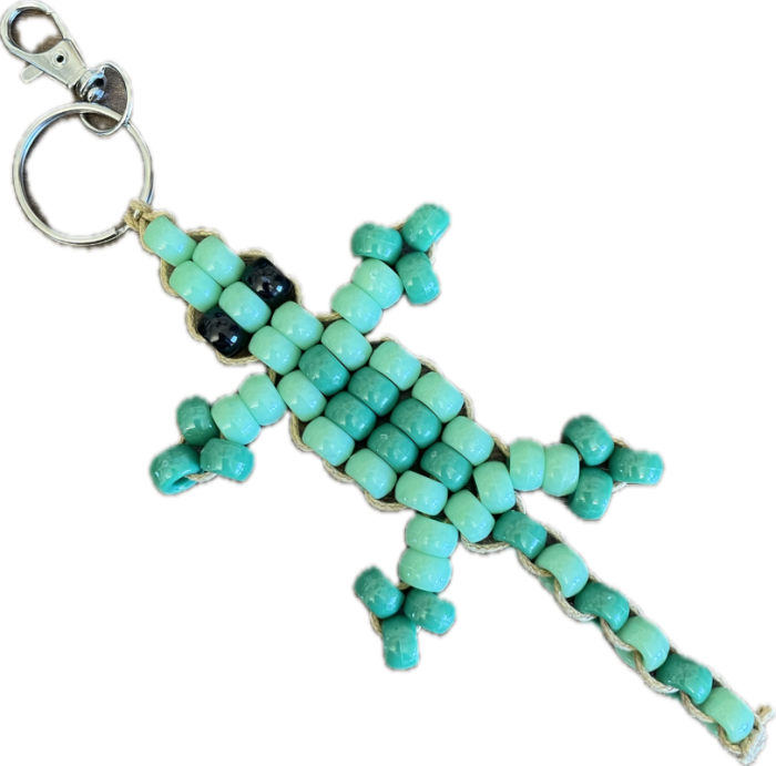 a pony bead keychain that looks like a lizard