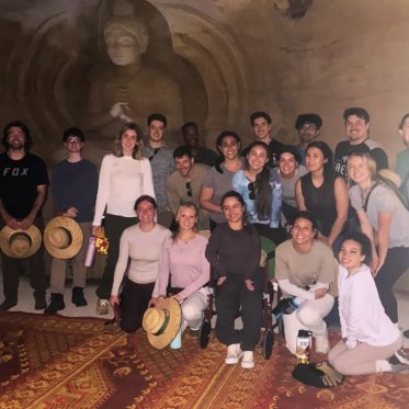 Students in temple