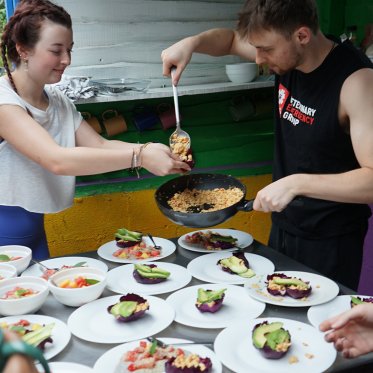 Students cooking