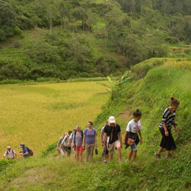 Hiking up a hill