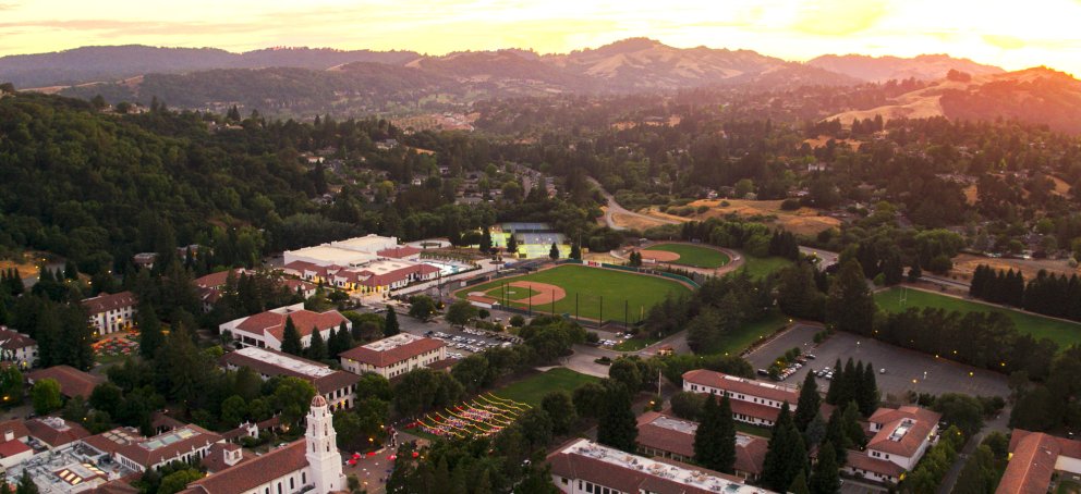 An aerial view of Saint Mary's College campus