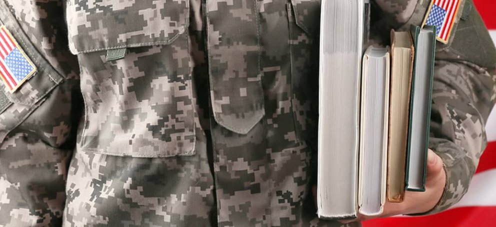 soldier with books